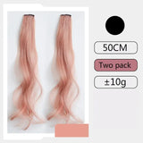 Long Curly Highlight Rainbow Clip-in Hair Extensions - Pink Synthetic Strands