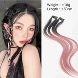 Long Curly Highlight Rainbow Clip-in Hair Extensions - Pink Synthetic Strands