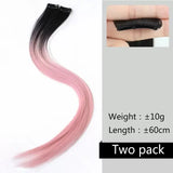 Long Curly Highlight Rainbow Clip-in Hair Extensions - Pink Synthetic Strands