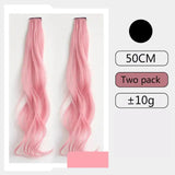 Long Curly Highlight Rainbow Clip-in Hair Extensions - Pink Synthetic Strands