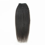 Kinky Straight Clip-in Human Hair Extensions - Remy, Full Head, 8-24 inch, 1B Color