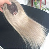 Honey Blonde Human Hair Topper - 45cm, 150% Density, Invisible Clips