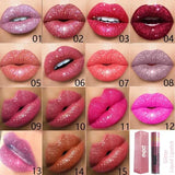 15-Color Diamond Lip Gloss | Long-Lasting Shimmer & Matte Liquid Lipstic