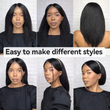 Kinky Straight Clip-in Human Hair Extensions - Remy, Full Head, 8-24 inch, 1B Color