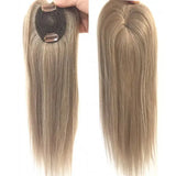 Honey Blonde Human Hair Topper - 45cm, 150% Density, Invisible Clips